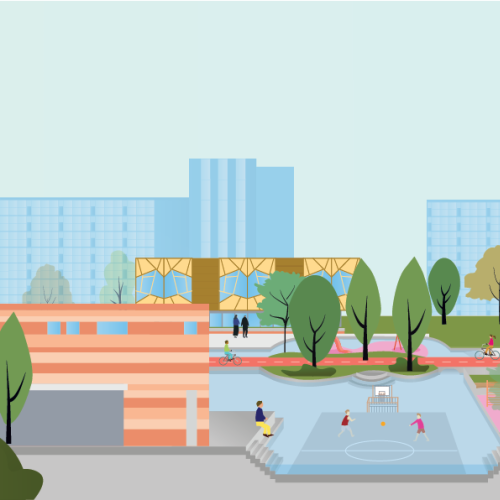 Het centrale waterplein in Smitsveen